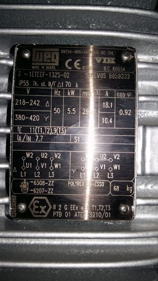 WEG elektromotors 5.5 kW  3000 apgr/min - Image 2